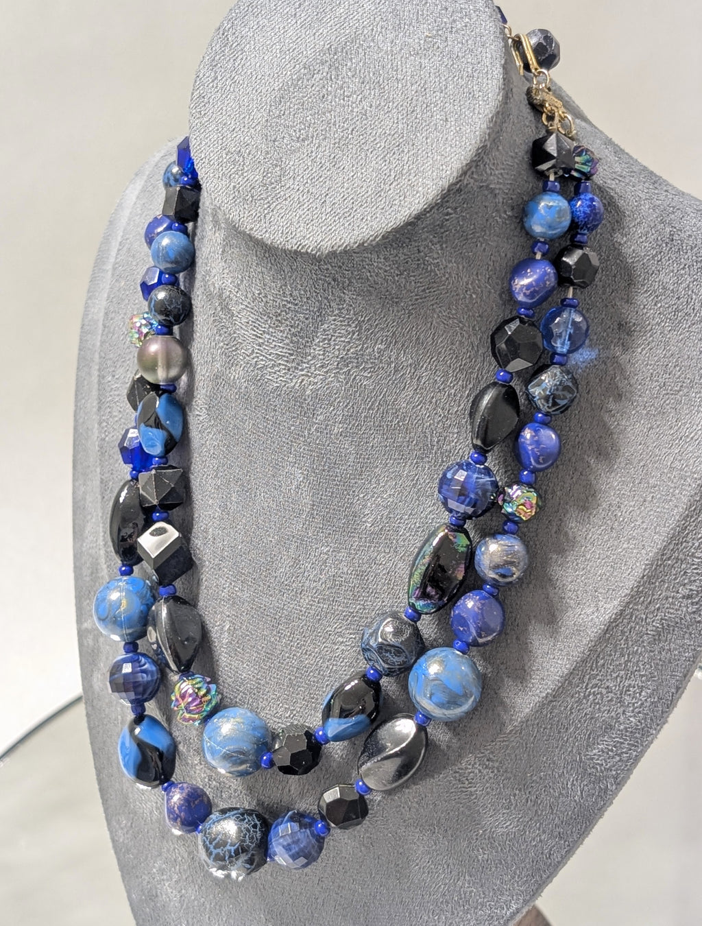 Hattie Carnegie Necklace, Blue & Black (Art Deco / Mid-Century)