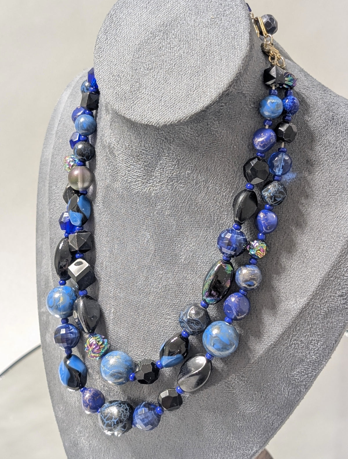 Hattie Carnegie Necklace, Blue & Black (Art Deco / Mid-Century)