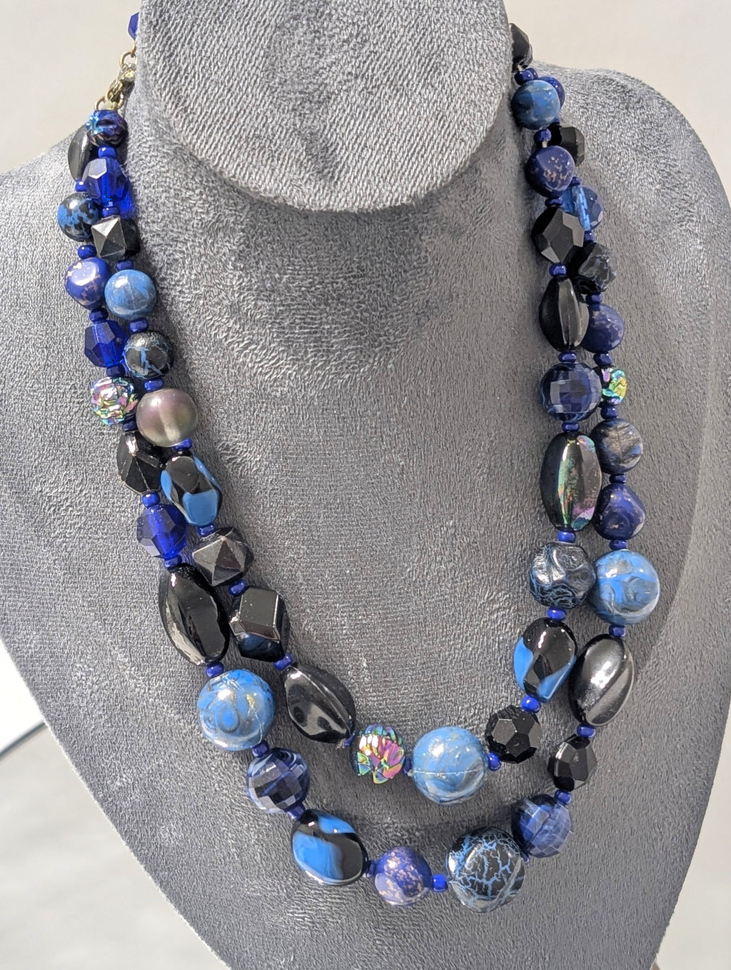Hattie Carnegie Necklace, Blue & Black (Art Deco / Mid-Century)