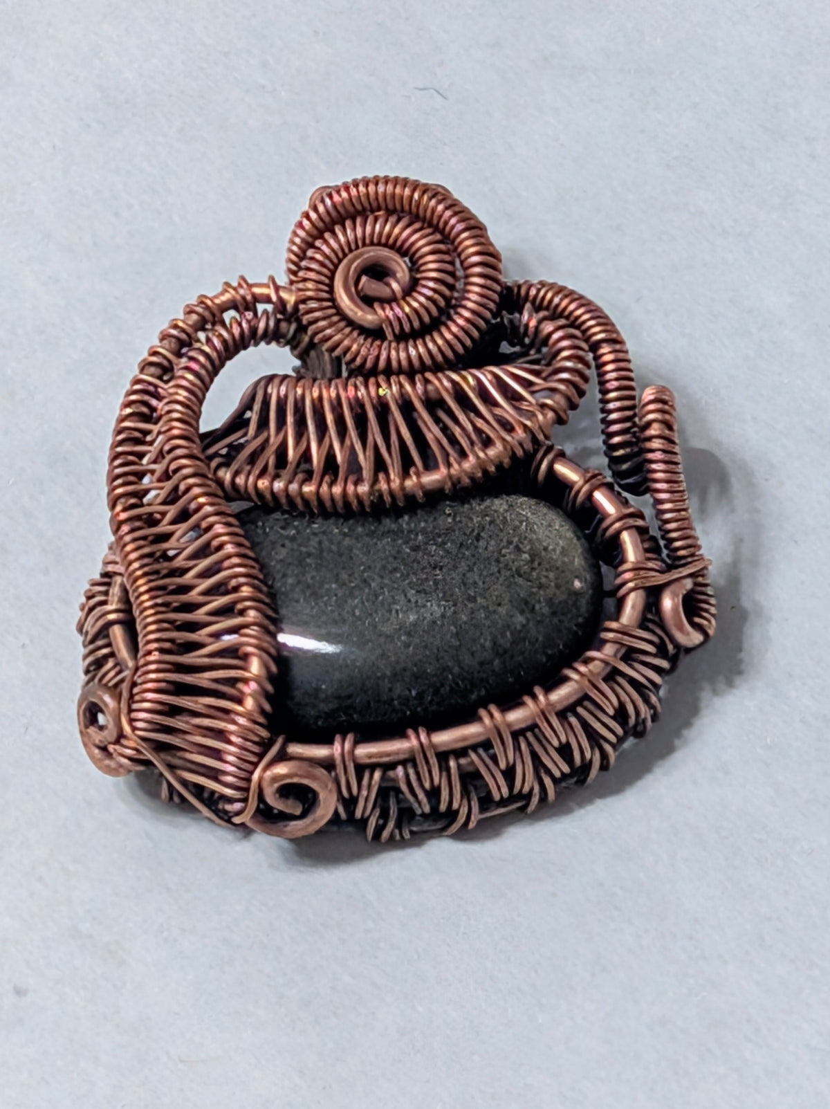 Copper Pendant with Golden Sheen Obsidian, India
