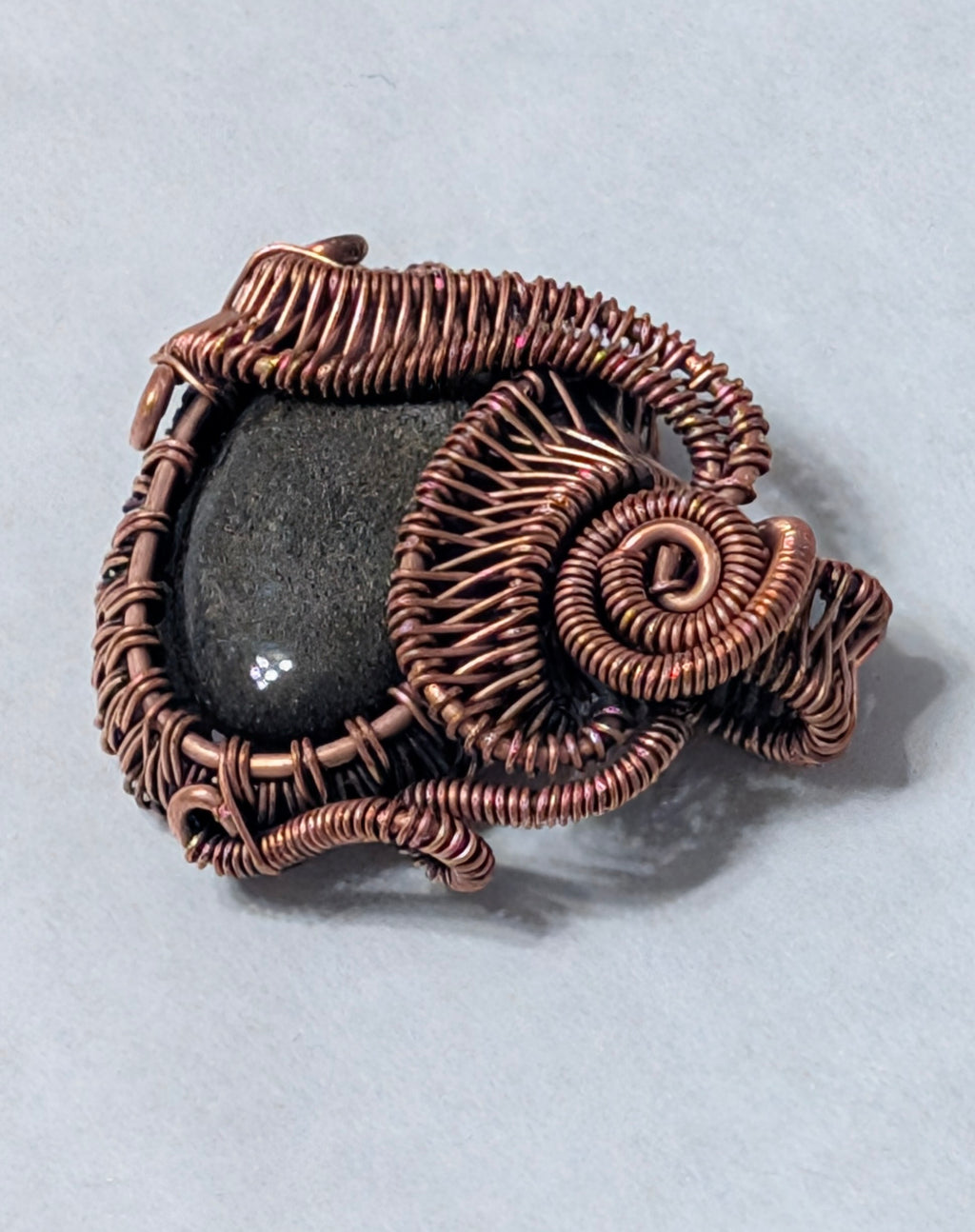 Copper Pendant with Golden Sheen Obsidian, India