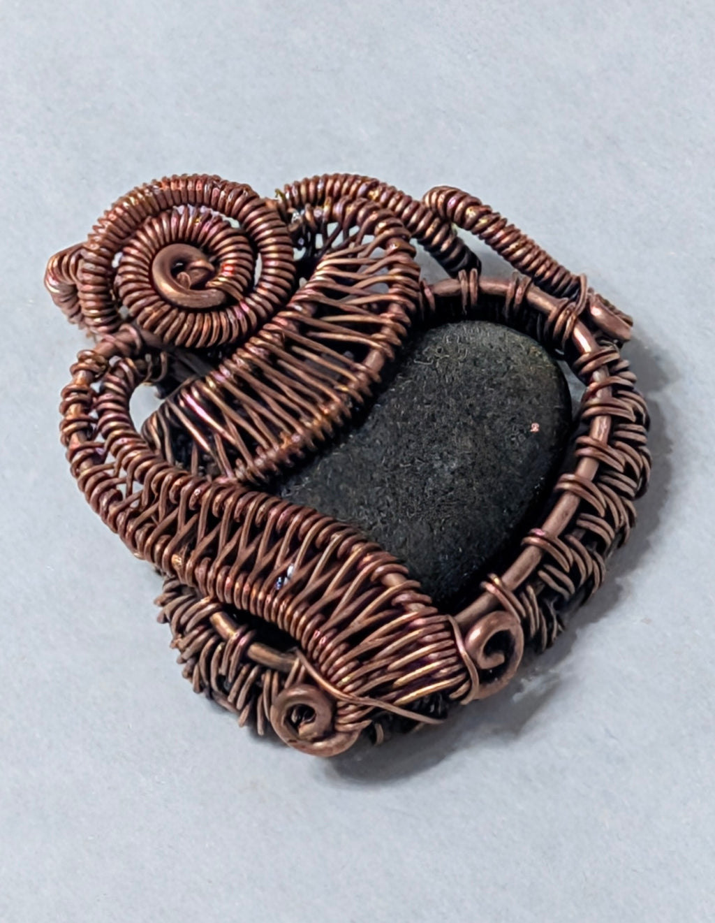 Copper Pendant with Golden Sheen Obsidian, India