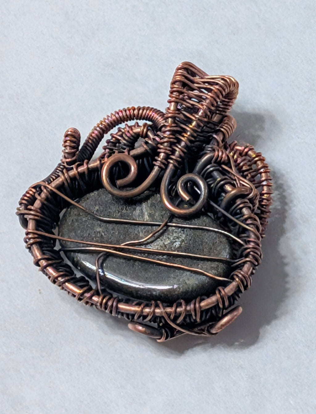 Copper Pendant with Golden Sheen Obsidian, India