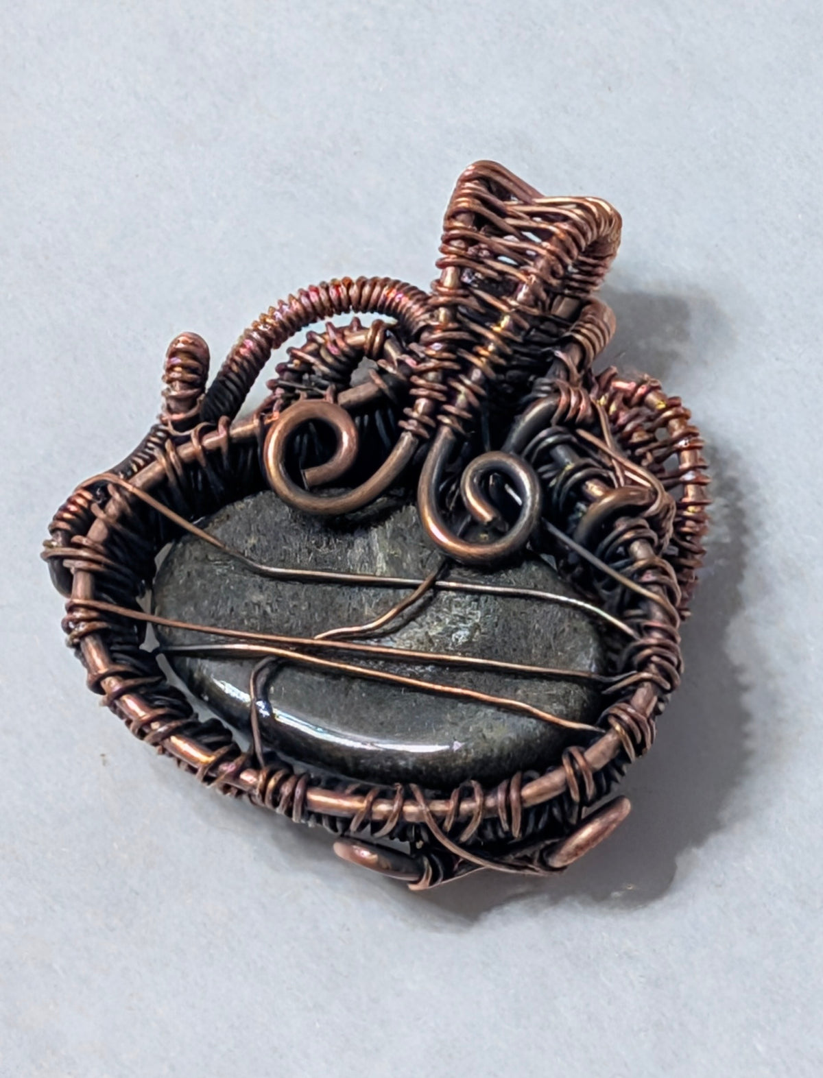 Copper Pendant with Golden Sheen Obsidian, India