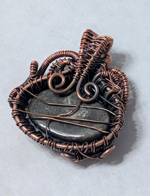 Copper Pendant with Golden Sheen Obsidian, India