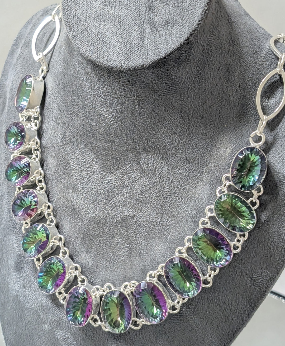 Mystic Topaz Silver Necklace, India