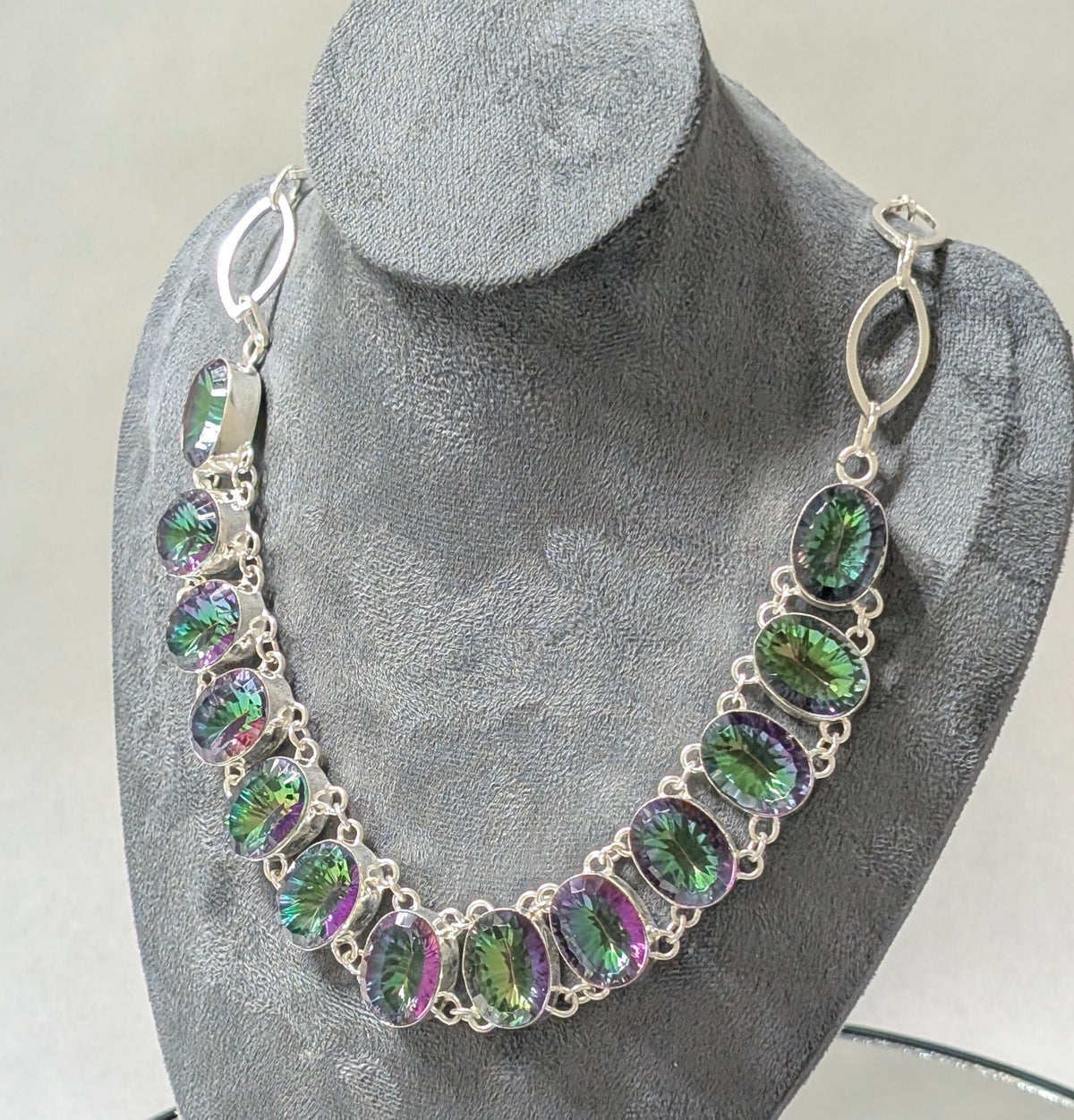 Mystic Topaz Silver Necklace, India