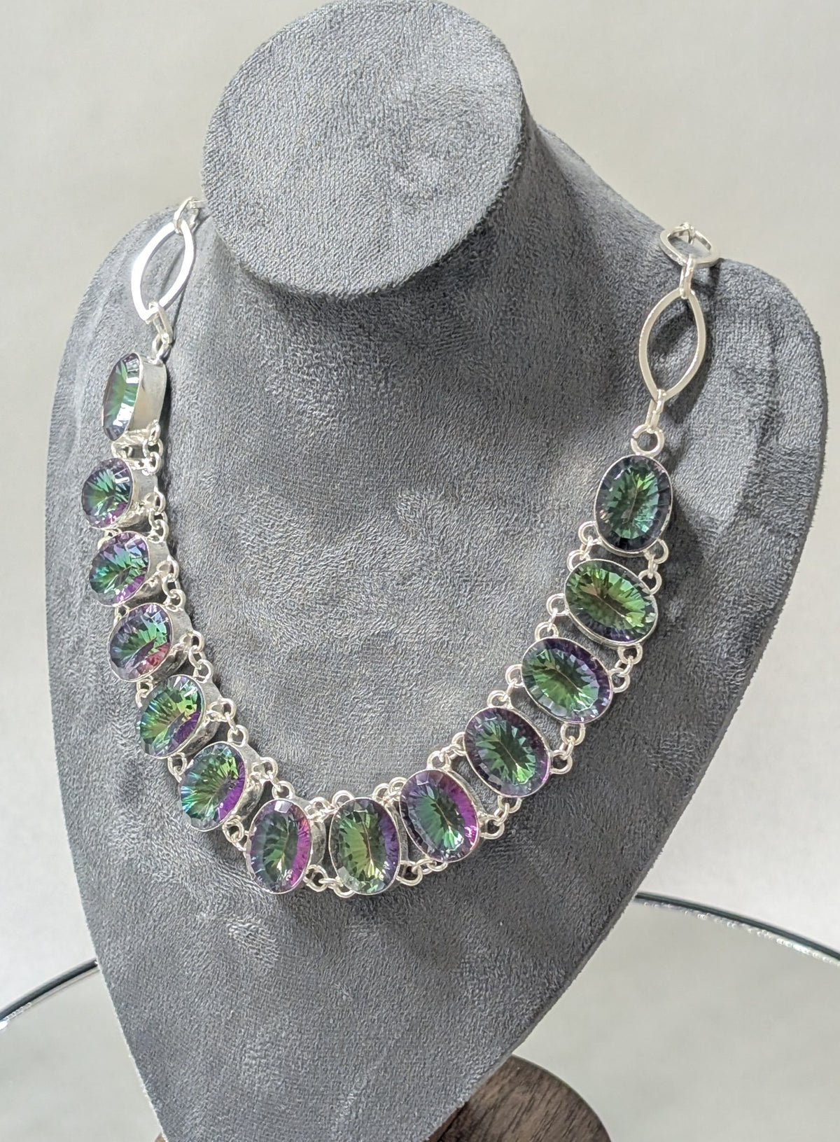 Mystic Topaz Silver Necklace, India