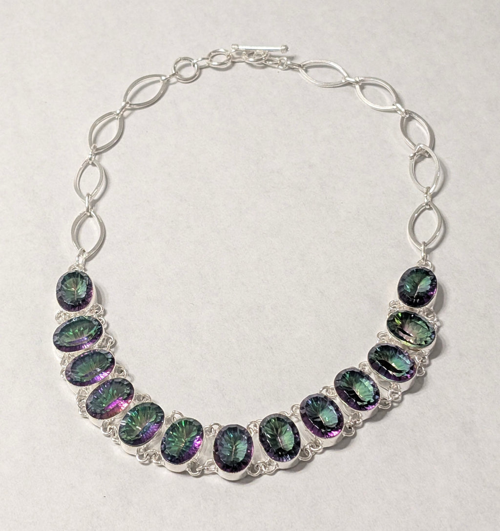 Mystic Topaz Silver Necklace, India