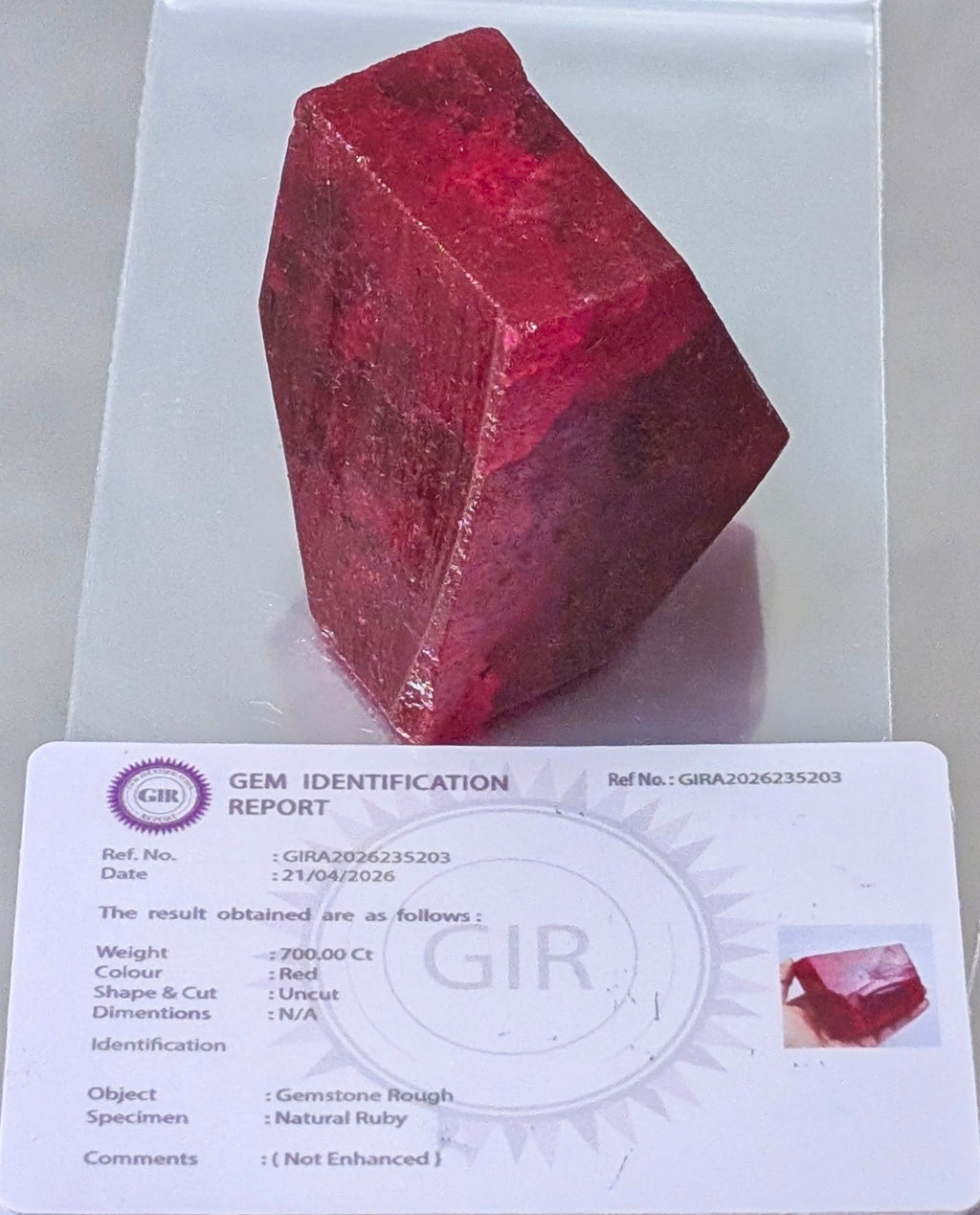 Faceted Ruby, India, with Certificate of Authenticity